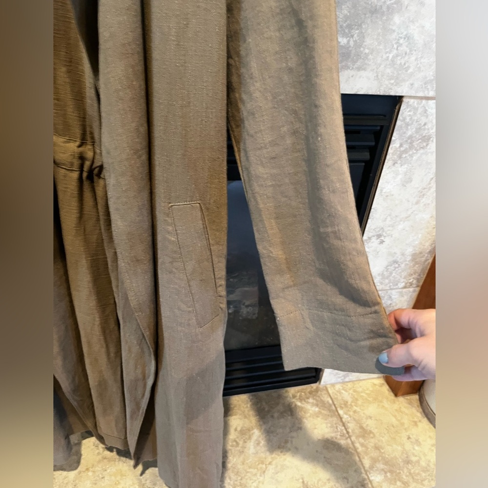 ZARA Rustic Linen Blend Trench Coat - Picture 6 of 11